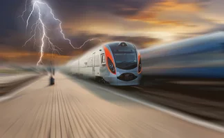 Train with lightning strike Train with lightning strike