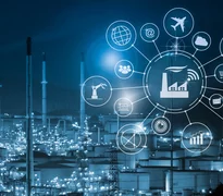 Industry 4.0 concept, smart factory with icon flow automation and data exchange in manufacturing technologies.