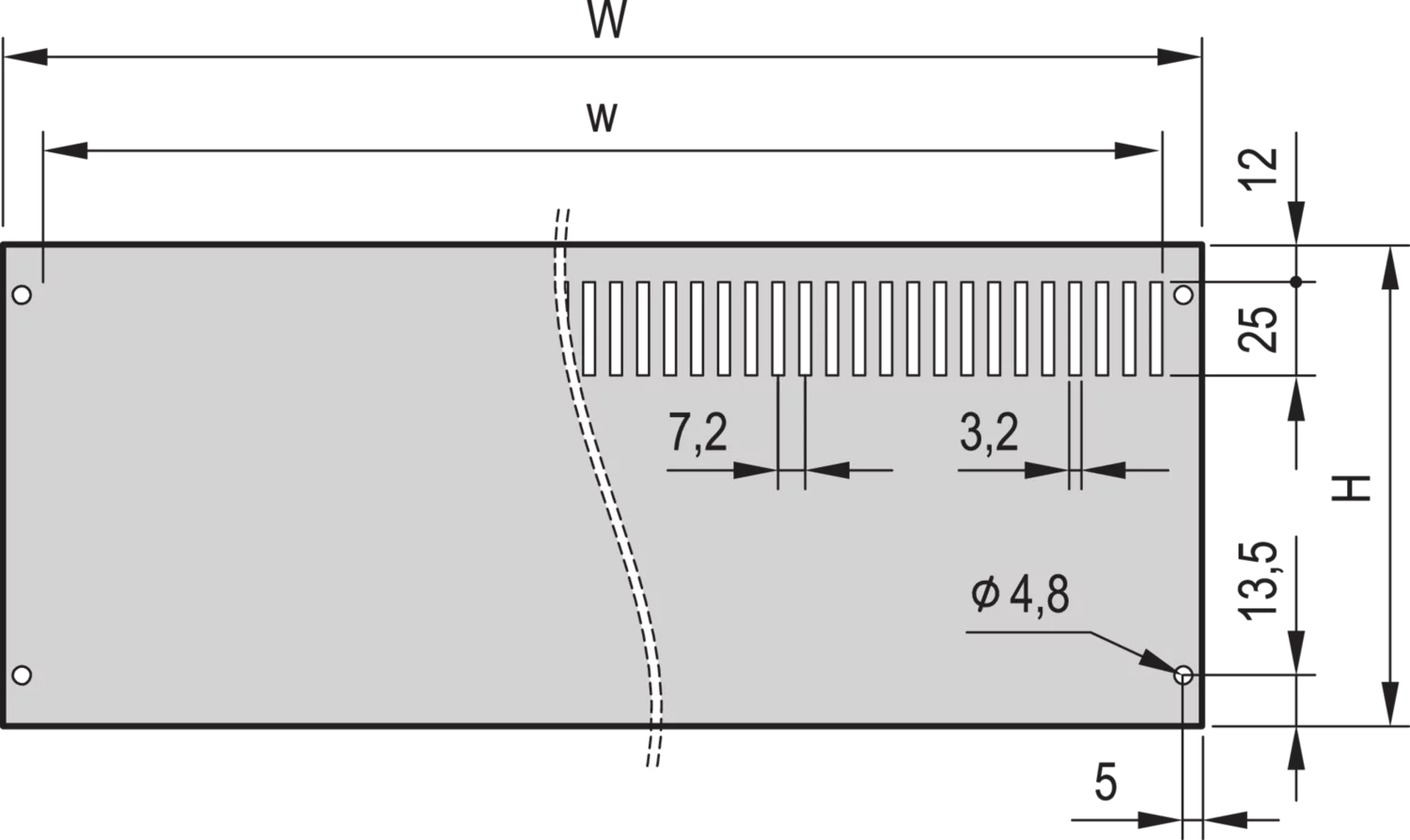 rear panel full width perforated