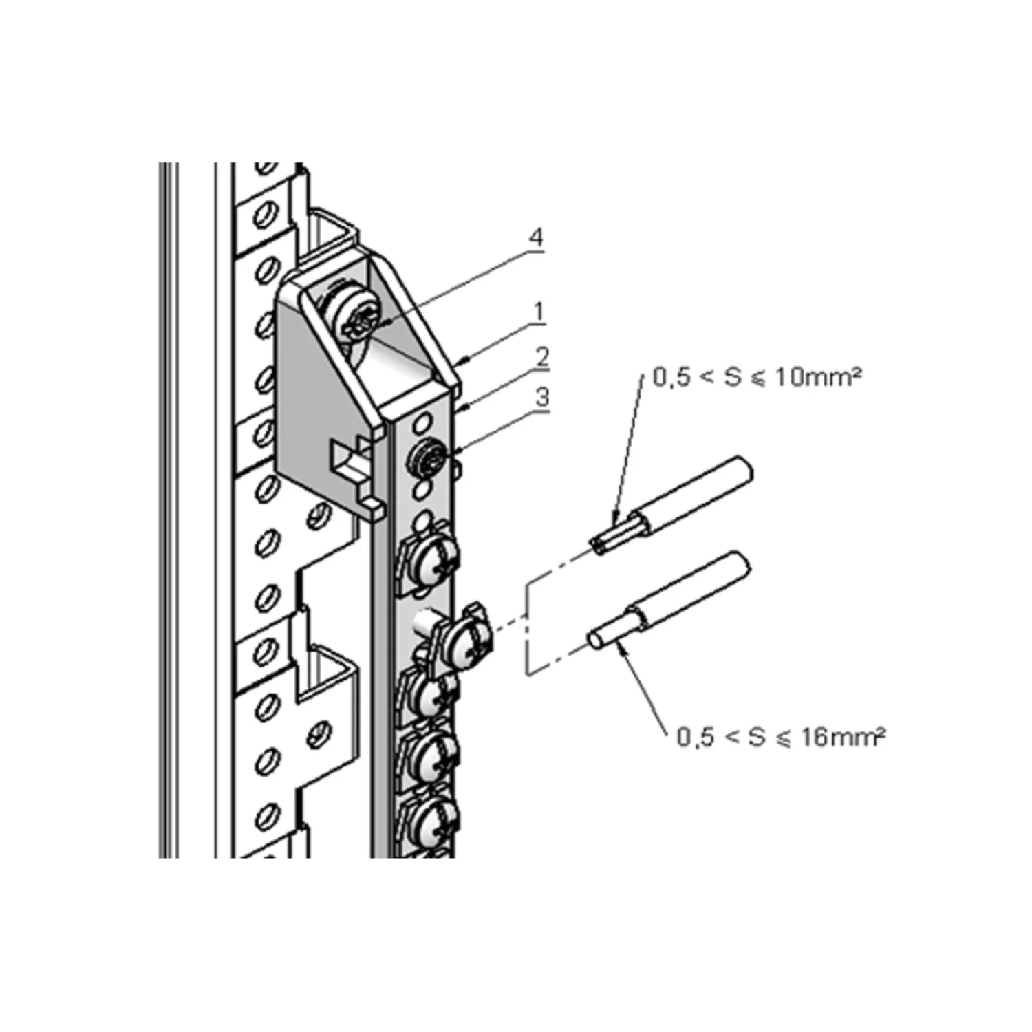 grounding/earthing busbar kit with screw clamps