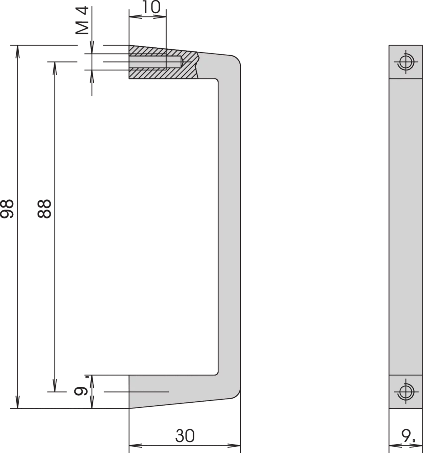 front handle one piece width 9 mm