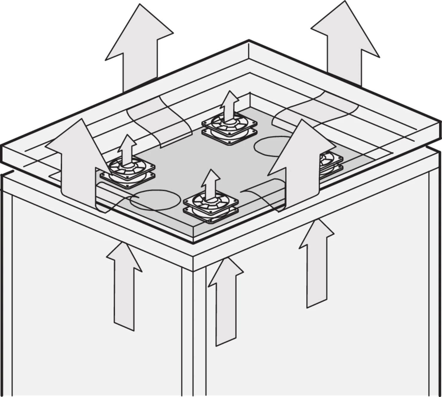 Eurorack fan tray for raised top cover