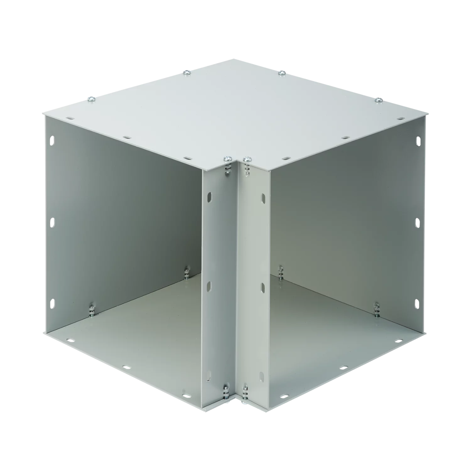 LAY-IN PAINTED FLAT-COVER WIREWAY, NEMA TYPE 1 90-DEGREE ELBOW; 15486; F33G90E; 45590; F1010G90E; 51890; F1212G90E; 52510; F22G90E; 52520; F44G90E; 52530; F66G90E; 52780; F88G90E