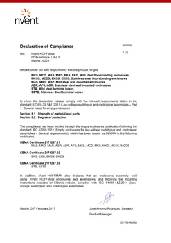 DECLARATION OF COMPLIANCE