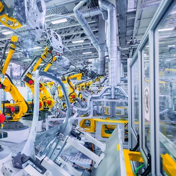 robotic arms in a car plant